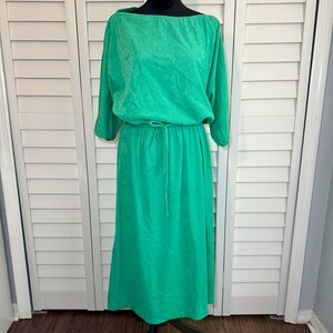 Women's Emerald Green Long Sleeve Maxi Dress